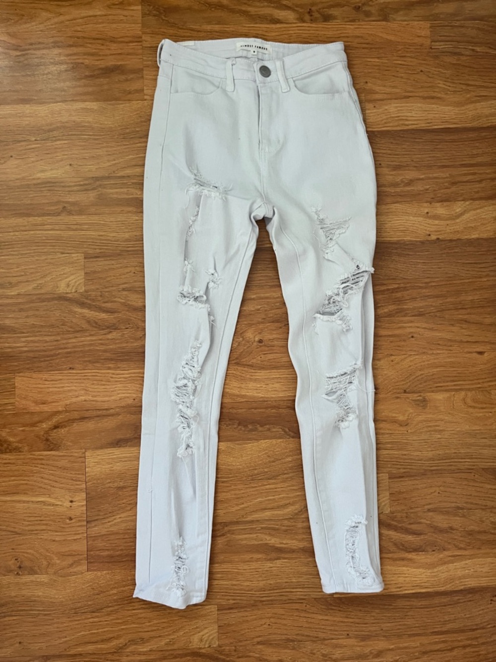 Almost Famous White Distressed Skinny Jeans